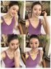 Dopamine Purple V-Neck Ice Silk Knitted Sleeveless Tank Dress for Women - Summer Vacation Style