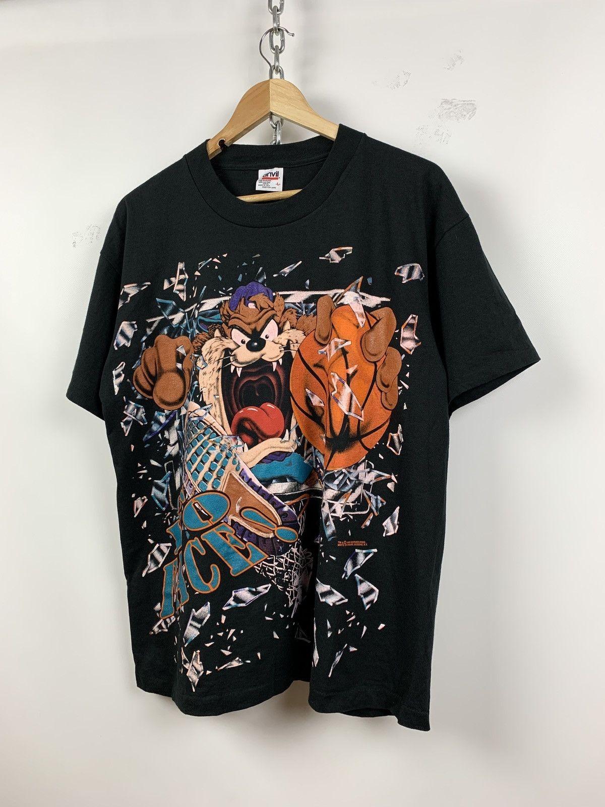 1993 Vintage Taz In Yo Face NBA Space Jam Single Stitch Size L Unisex T-Shirt XXL