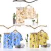 Cartoon Dinosaur Kids Sleepwear Set With Breathable Cotton Silk For Summer Comfort