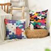 Fun Puzzle Patterns Cushion Cover Natural Linen Organic Fabric DoubleSided Printing Sofa Home Decor Gift Pillow Cover