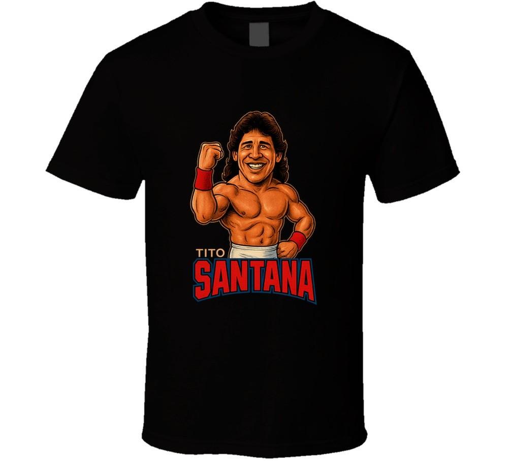 Ретро футболка с карикатурой на рестлера Тито Сантану, унисекс S