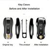 Original Car Paint Surface Piano Black Car Key Shell For Porsche Panamera Cayenne 911 Macan 718 Key Cover Fob Holder Accessories