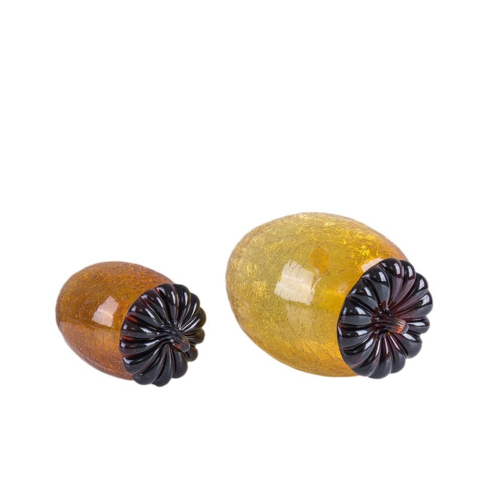 Glass Handicrafts Simulated Fruit Figurine Transparent Cracked Hazelnuts Pinecone Colored Glass Ornament Home Decoration