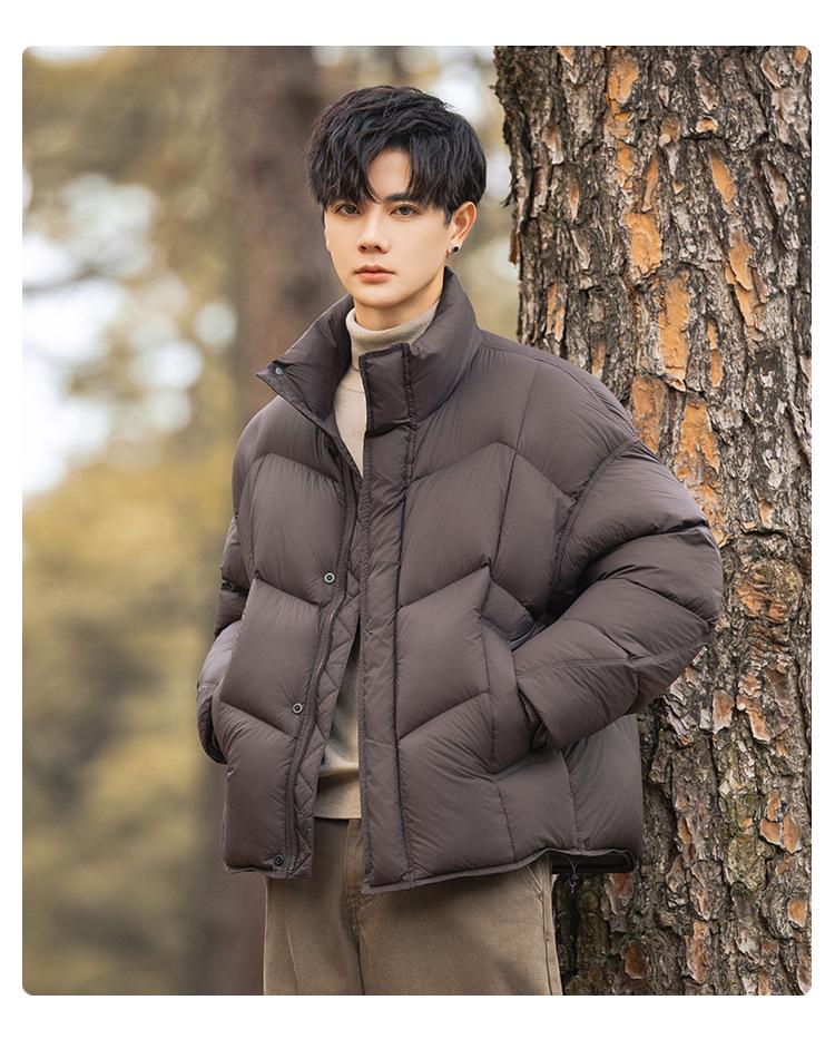 Modna Marka 2025 Męska Luźna Kurtka Puchowa z Stójką - Zimowa Odzież Wierzchnia z Luksusowym Wyglądem