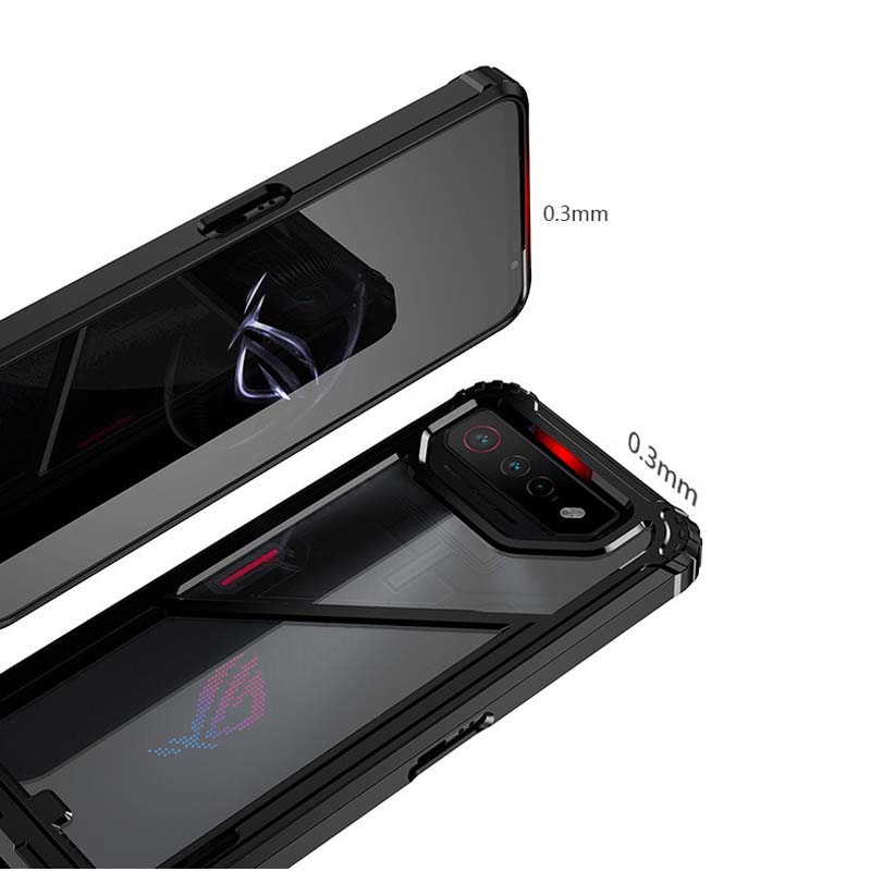 Phone Cases For Asus ROG Phone 7 Pro 2 In 1 Transparent Magnetic Kickstand Phone Case For ASUS Rog Phone 7 Funda Invisible Bracket Hard PC Clear Cover