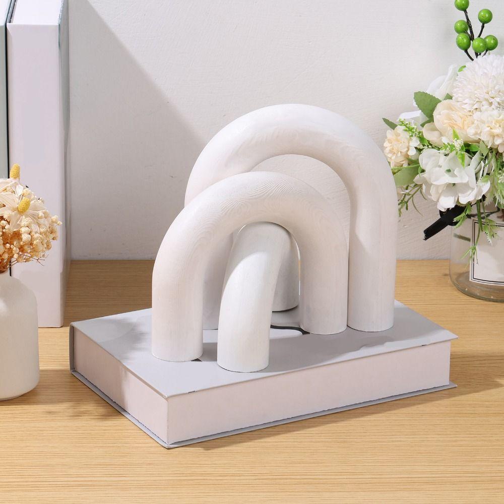 Modern Decorative Wood Arc Ornament Hand-carved Unique Arched Wooden Model Handmade Arch Craft Ornament Coffee Table