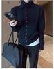 Women's Dark Grey Knit Wool Lapel Sweater - Autumn/Winter 2025 Collection