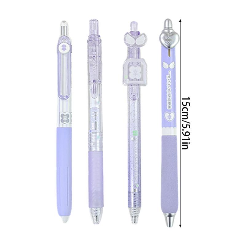 4PCS Plastic Gel Inks Pen Retractable Gel Pen with Plastic Clip Ergonomic Grip 0.5MM Tip Black Inks for Office School