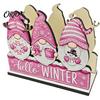 Romantic Festive Home Decor Wooden Christmas Napkin Holder, Gnome/Christmas Tree/Snowman Shape, Pink Paper Stand Stable Organizer for Holiday