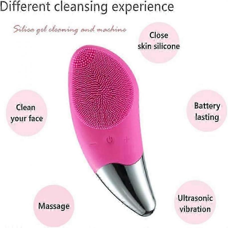 Sonic Facial Cleansing Brush Electric, Waterproof Silicone Face Massager Brush Rechargeable Mini Skin Facial Cleansing Brush(Rose)