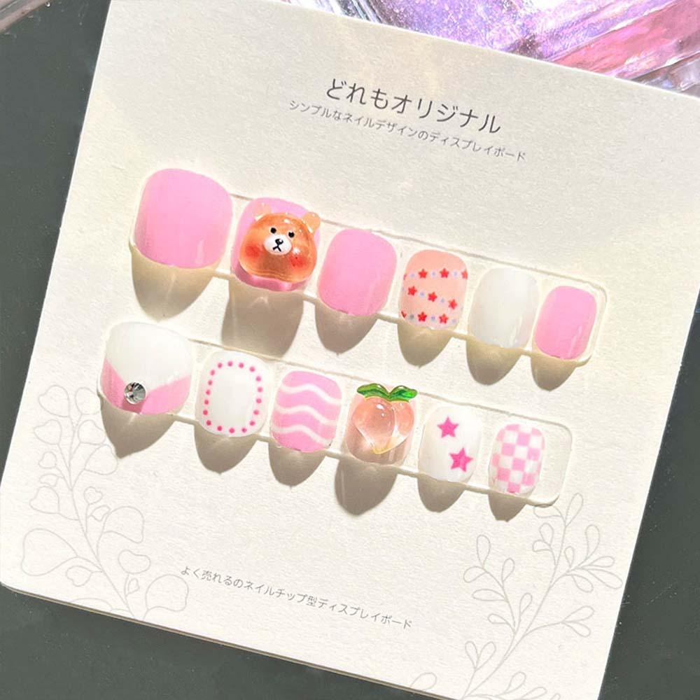 Bears Children False Nails Flower Cartoon Nail Accessories Kids Fake Nail Extension  Children