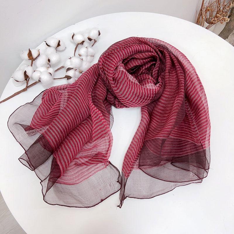 Double Layer Silk Wool Scarf Spring and Autumn Thin Pure Silk Neck Guard New Shawl Solid Color Wool Silk Scarf