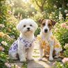 Breathable Floral Dog Skirt Lace-Trimmed Pet Flying Sleeve Dress Floral Suspender Dress  Pet Party