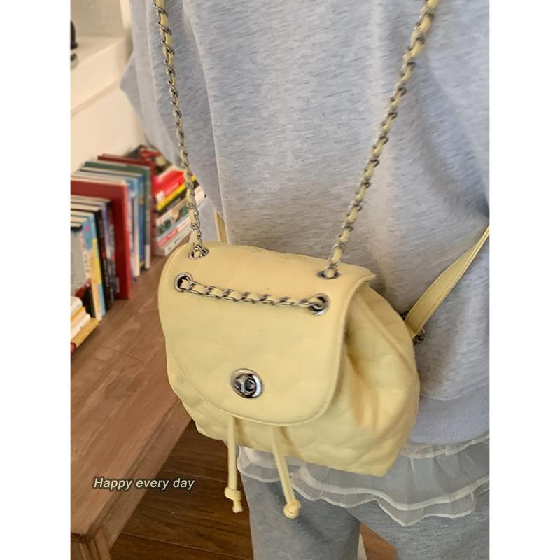 

Rhombus chain backpack bag women s new fashion casual backpack shoulder bucket bag