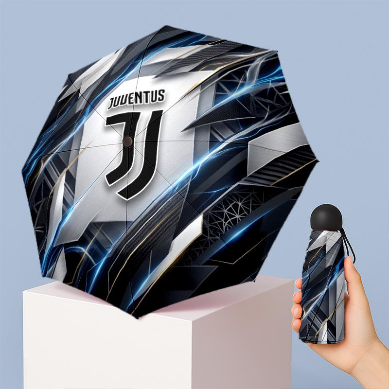 Juventus FC Pattern Printed Mini 5 Folds 8 Ribs Compact Umbrella Windproof Waterproof Lightweight Portable Folding