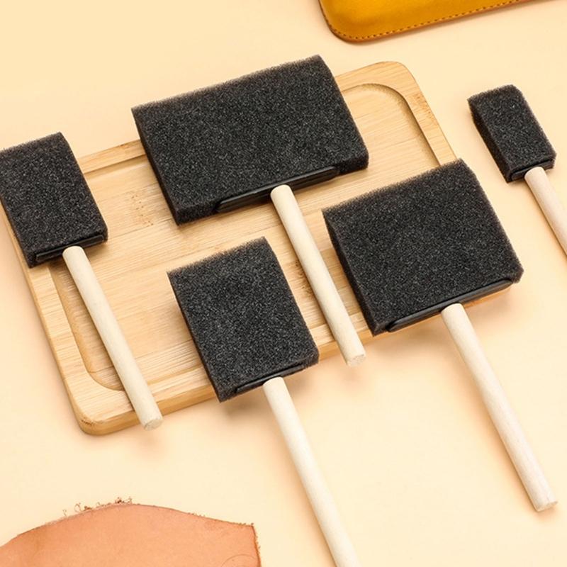 Sponge Brushes Set For Painting And Crafting With Foam Heads And Ergonomic Wood Grips for Various Painting Coloring Task