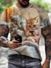 Cute Fat Cat Men's T Shirt Animal 3D Print Casual Short Sleeve Funny T Shirts Fashion Streetwear Round Neck Oversized Clothing