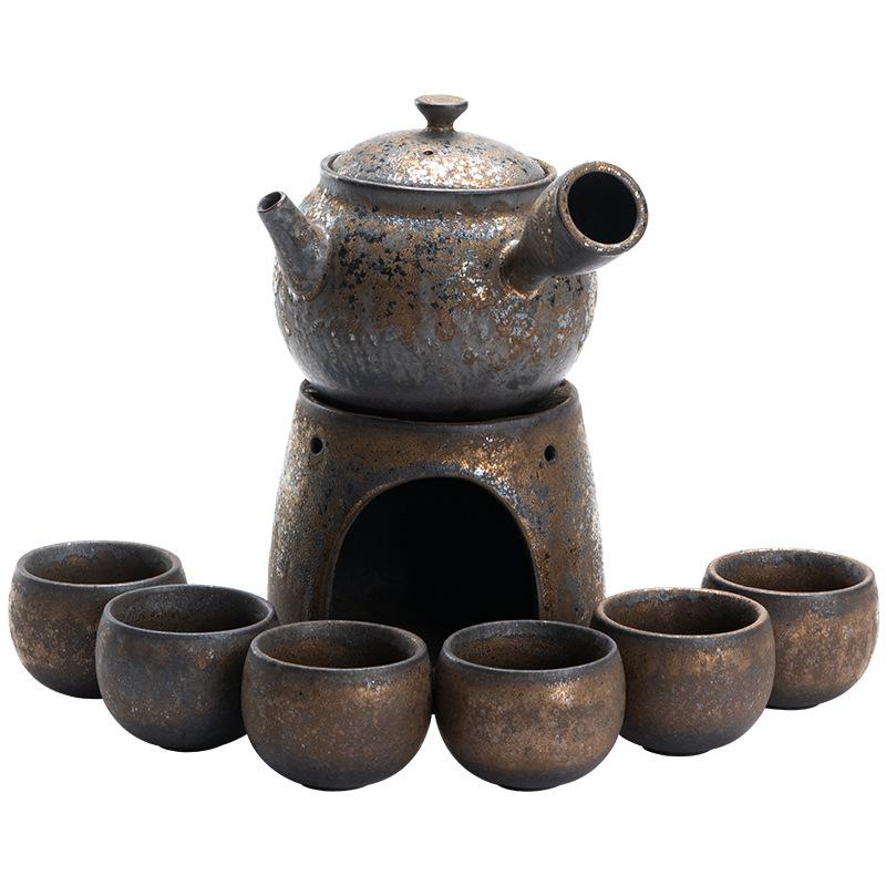 Japanese Style Coarse Pottery Tea-Boiling Stove Alcohol Stove Warm Tea Teapot Warmer Antique Tea Ceremony Kung Fu Tea Set