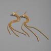 Xia Ling Zircon-Inlaid Chain Tassel Earrings In Stainless Steel