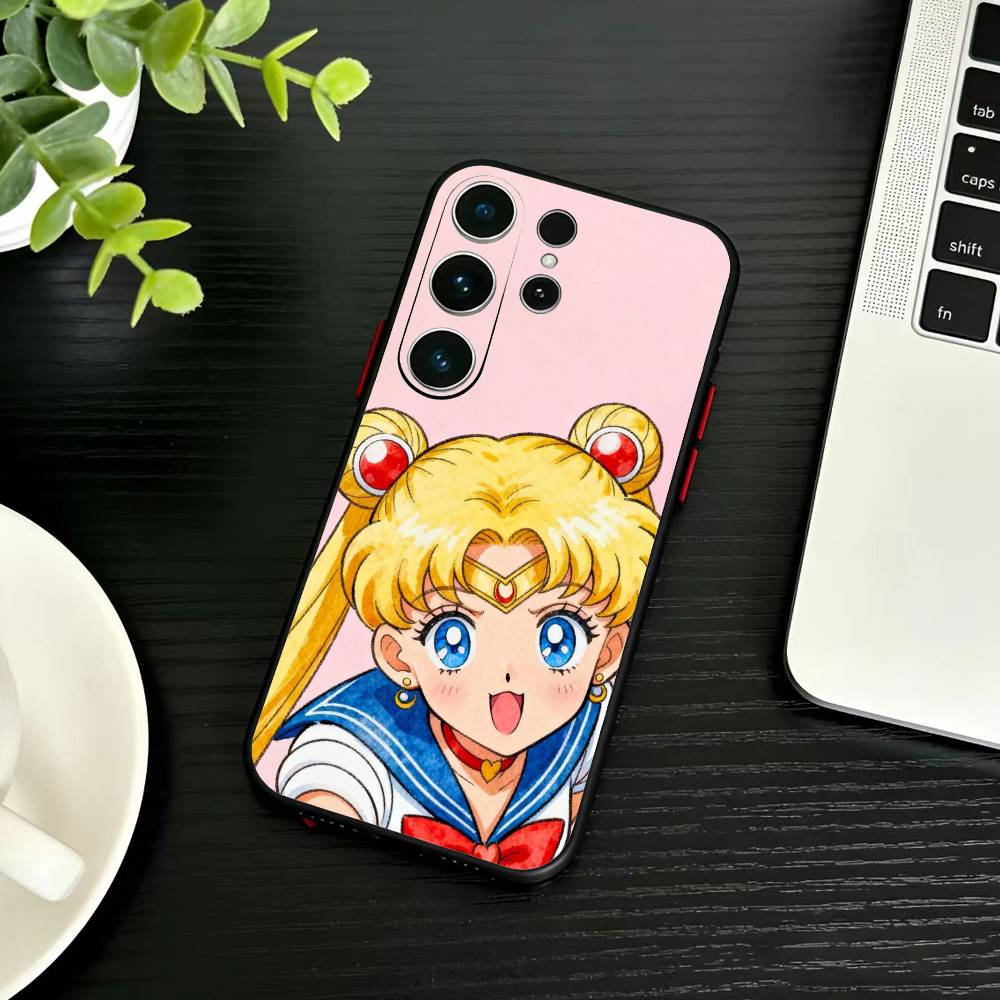 Handyhülle mit Sailor-Moons-Motiv für Samsung S26, S25, S24, S23, S22, S30, S21, Ultra, Plus, FE 5G, Schwarz, Weich