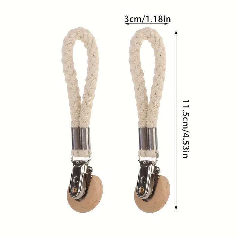 Easy Install Stainless Steel Towel Clips with Cotton Rope - Multipurpose Wall-Mounted Bathroom Home Organizer Hooks