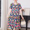 Elegant Women's Summer Sundresses Loose Korean Style Clothes Women New Vintage Print Midi Dress