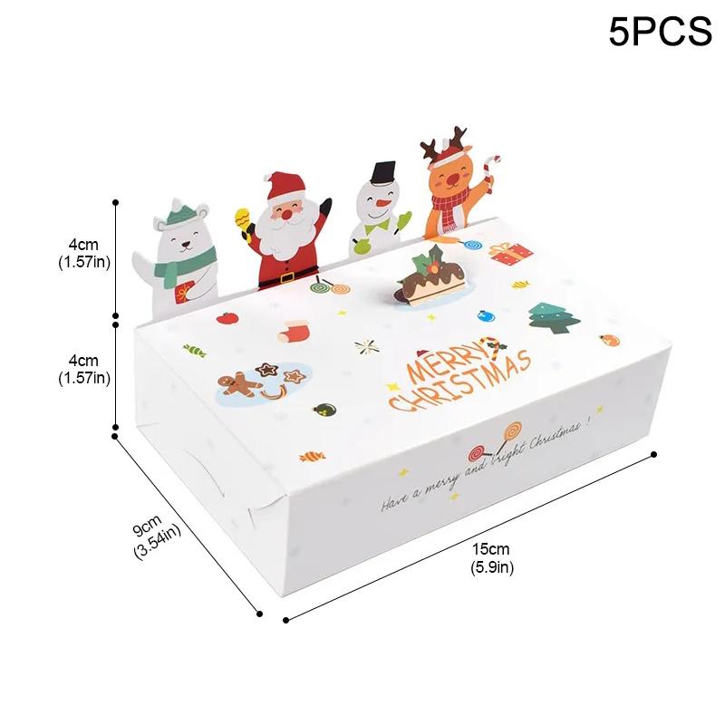 

5/10 шт. мультяшная рождественская крафт-бумага подарочная коробка для конфет детская подарочная коробка для печенья 2024 украшение для рождественской вечеринки Рождество Навидад Новый год 15x9x4cm