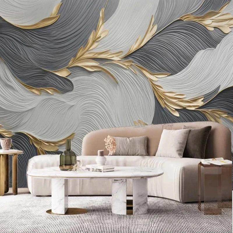 Creative Art Feather 3d Wall Mural Geometric Patterns Photo Wallpaper Living Room Tv Sofa Bedroom Fresco Home Decor