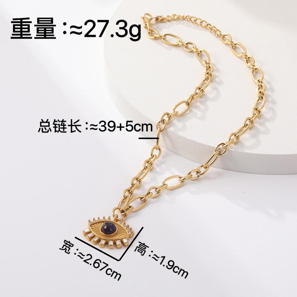 Retro Lucky Eye Necklace Feminine Popular Personality Temperament Stainless Steel Plated 18K Versatile