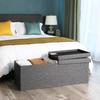 SONGMICS Bench with Storage Space, Storage Chest with Lid, Foldable, Load Capacity 300 kg, 120L, 38 x 110 x 38 cm, Linen Fabric Dark Grey