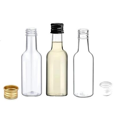 1 Peça Mini Garrafas de Licor 60ml Garrafas de Destilado de Plástico Tampas Prata/ Dourada/ Preta Garrafas de Shot de Álcool