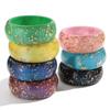 Gold Foil Round Bangles Glitter Resin Bangles Trendy Wide Bangles  for Women