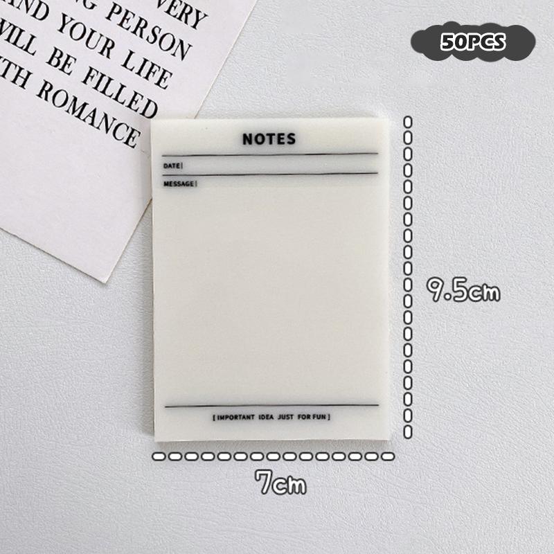 

50 Sheets Transparent Grid Sticky Notes Waterproof Self-Adhesive Translucent