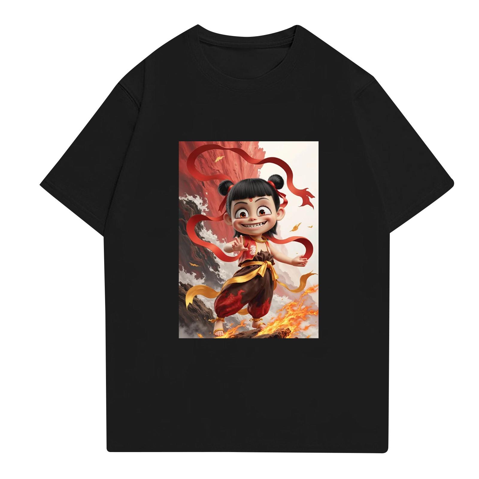 

Женская повседневная футболка с круглым вырезом и короткими рукавами с принтом XL чёрный