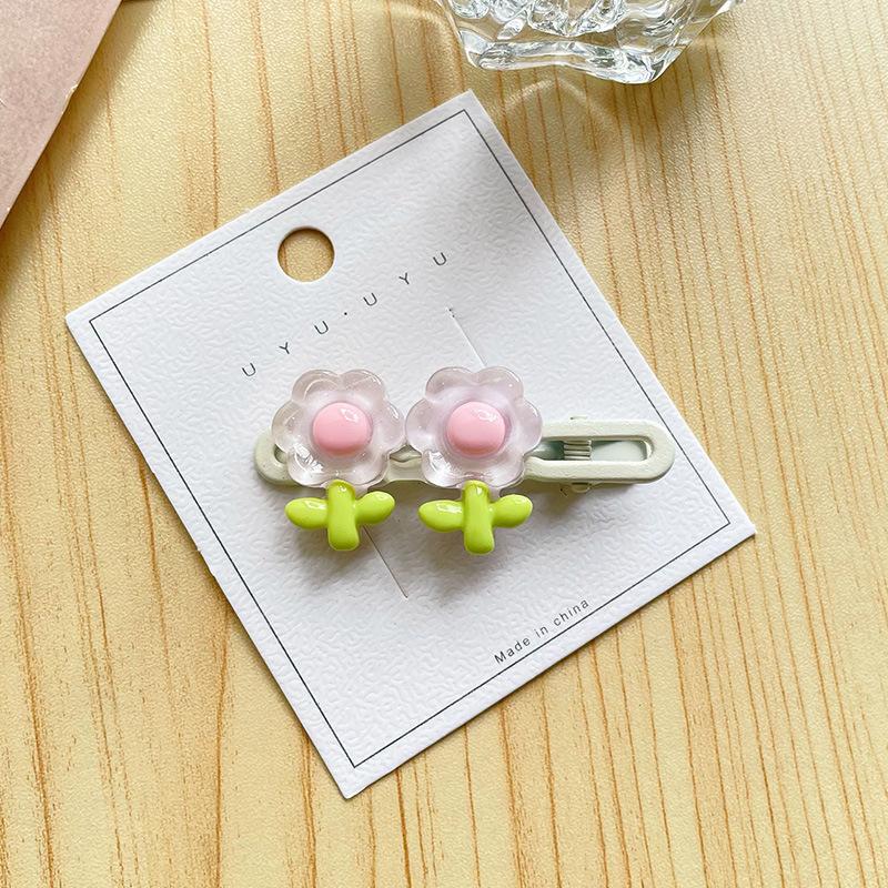 Fresh Flower Sweet Side Duckbill Clip Girl Style Cute Bangs Clip Versatile Girl's Fine Hair Small Clip Wholesale