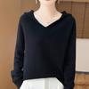Women's Thick Versatile Wool-Cashmere Knit Hooded Pullover for Autumn/Winter
