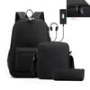 Large Capacity Schoolbag with Shoulder Strap; Student Three-piece Pencil Case Set