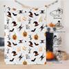 Halloween Pumpkin Bat Witch Hat Flannel Throw Blanket, Spooky Ghost Spider Web Print Soft Warm Blanket for Sofa Bed Holiday Home Decor Gift