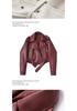 Giacca da Donna Bicolore Distressed in Ecopelle PU con Revers, Taglio Ampio, Stile Europeo e Americano, 2025