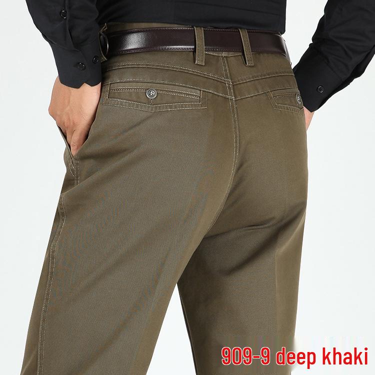 

Мужские плотные хлопковые повседневные брюки с высокой посадкой и прямыми штанинами для осени и зимы Size 38, Waist 30 inches