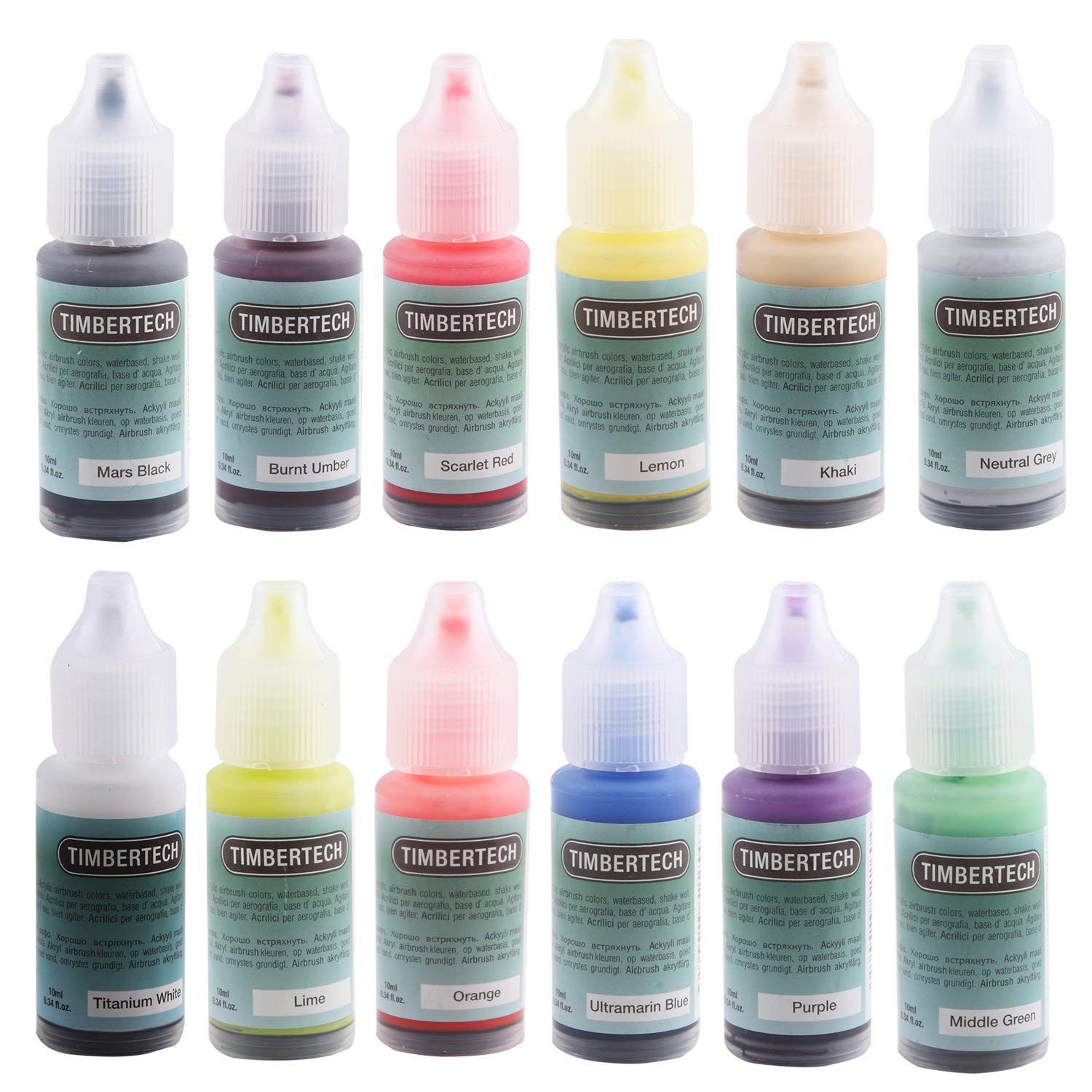 

TIMBERTECH Acrylic Airbrush Paint Professional 12x10ml Color Set, Fast-Drying, Water-Based, Rich, Vibrant Colors for Artists, Students, and Beginners