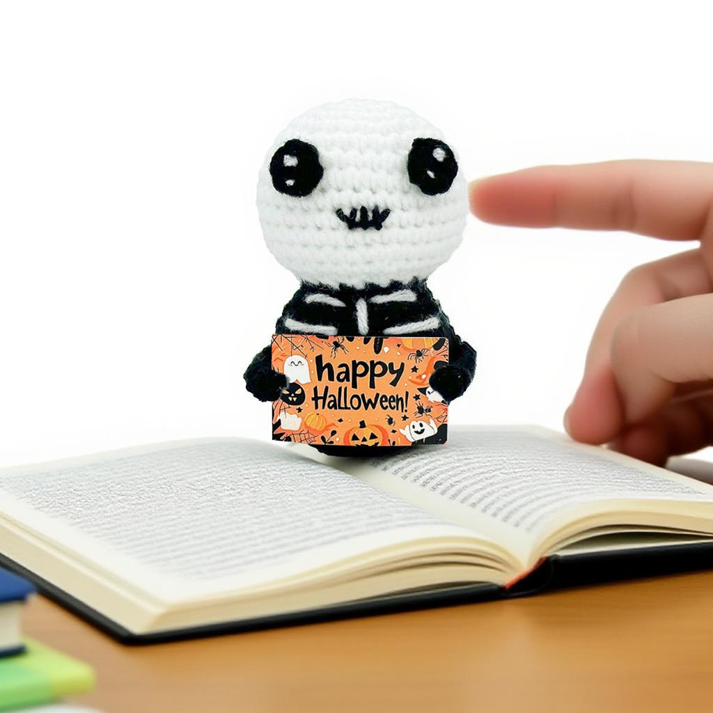 Handmade Halloween Wool Knitted Ornaments, Cute Positive Energy Funny Doll Ornaments