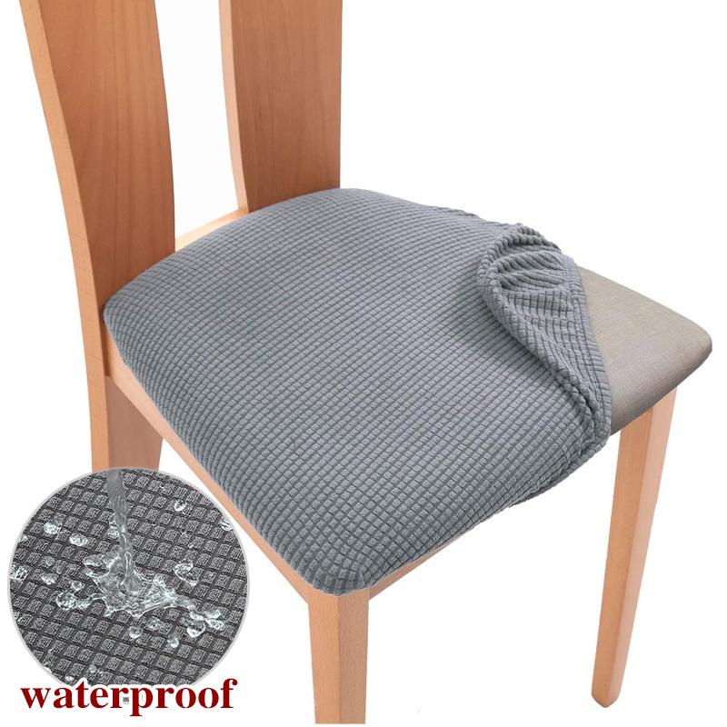 Waterproof Jacquard Chair Cover For Dining Room Thick Fabric Chair Slipcover Protector Washable Seat Cover For El Banquet 1Pc