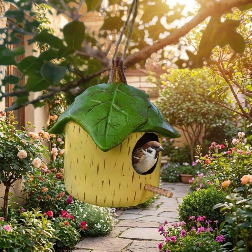 Weatherproof Hanging Leaf Bird House Waterproof Bird Shelter Creative Wild Birds Habitat Courtyard