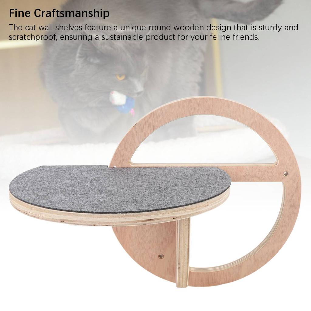Cat Wall Shelf Wooden Round Increase Cat Exercise Wearproof Easy to Clean Cat Wall Perch for Cats