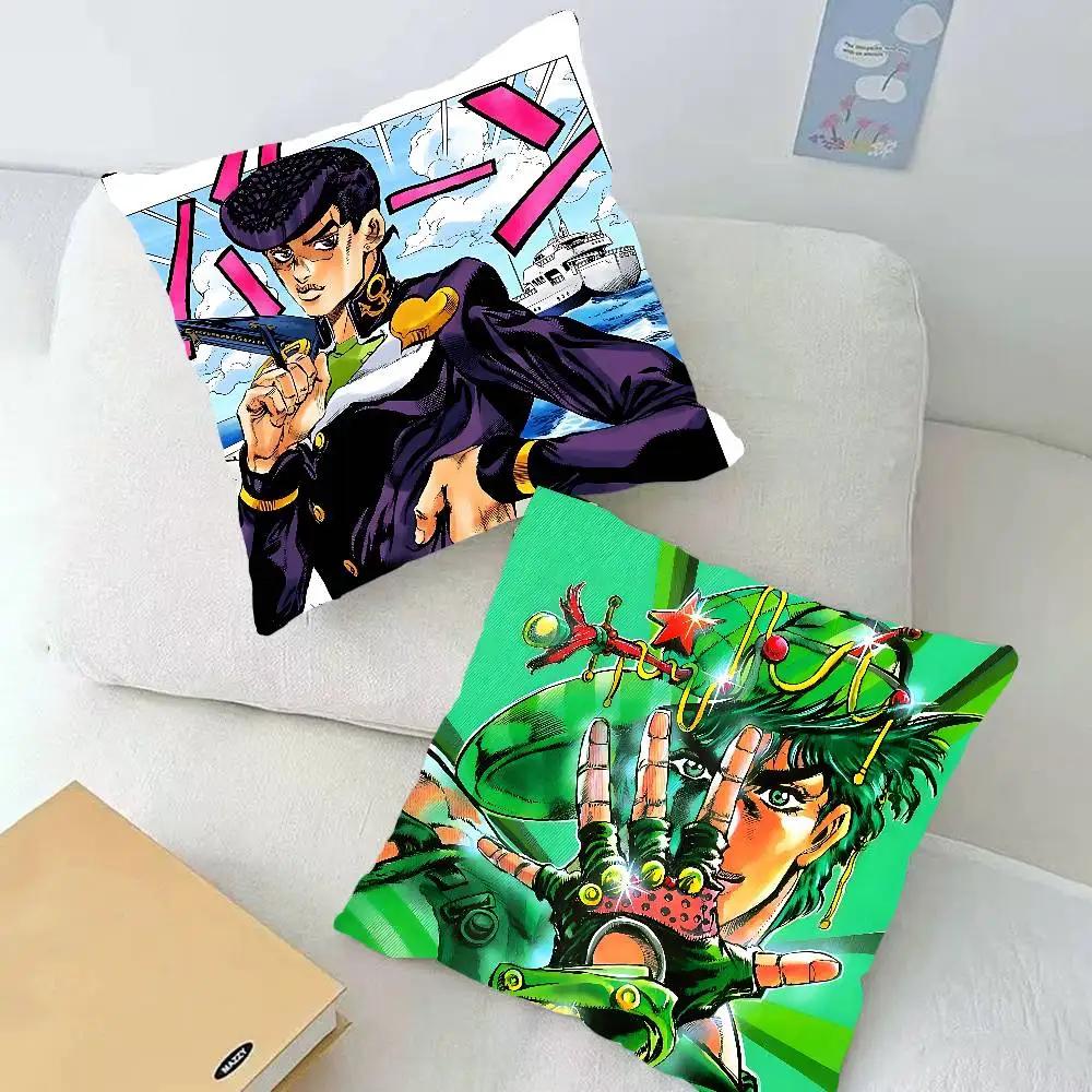 Anime J-JoJos Bizarre Adventure Pillow Case Cushion Cover Soft Cute Throw Pillow Case For Sofa Pillowcase Polyester With Zipper