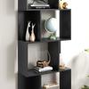 Wooden Bookcase with 5 Shelves Modern Design In Wood, 60x24x184.5 Cm, Black