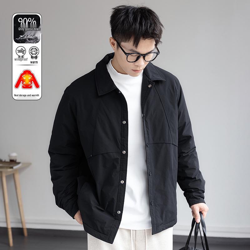 Men s 2025 Trendy Patchwork Lightweight Down Jacket - Loose Fit Plus Size Winter Outerwear 5XL (220-240 Jin)
