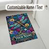 Dragonfly Dreams Bloom Theme Soft Crystal Velvet Rug Custom Name & Text Print Non Slip Floor Rug for Bedroom Living Room