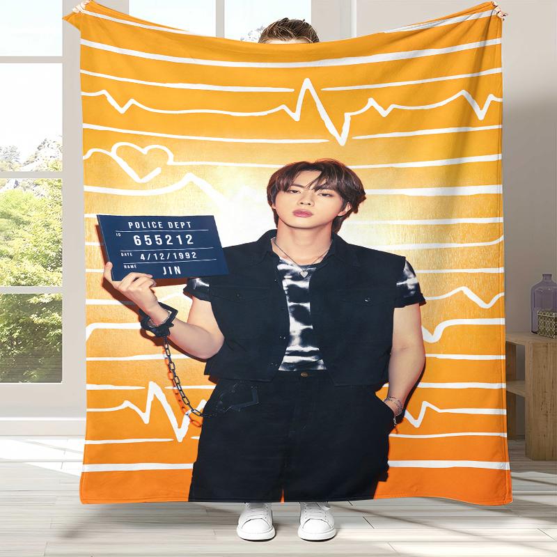 Kim Seok Jin Kpop B-BTS Flanelldecke, Ultraweiche Warme Plüschdecke für Zuhause Schlafzimmer Bett Sofa Abdeckung Büro Camping Picknick Geschenk